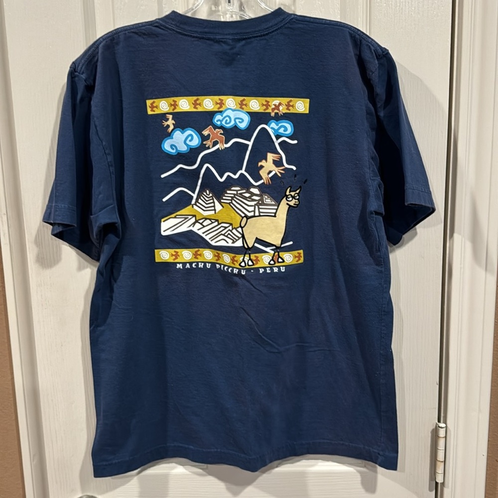 2/$16 Blue “Machu Picchu Peru” graphic tee. Unisex, but Men’s Sz Medium